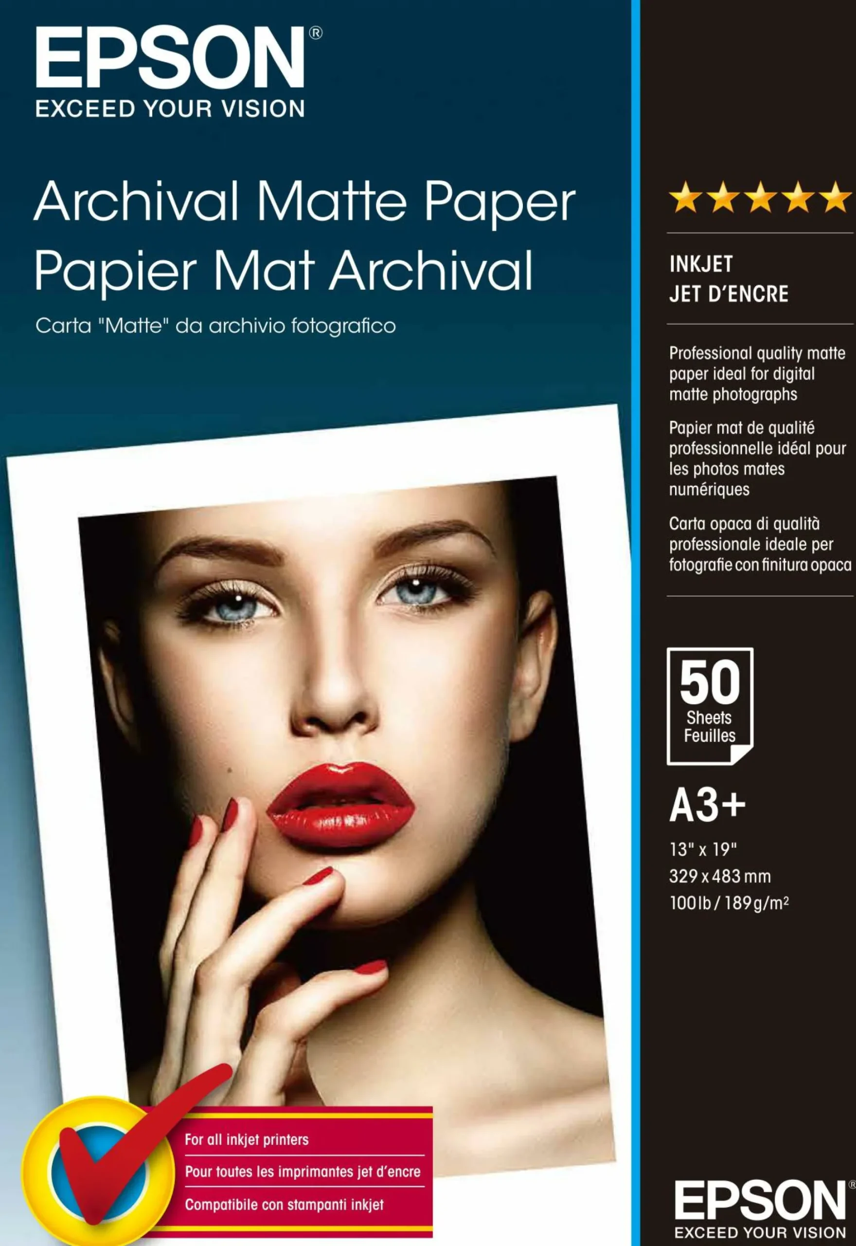 Archival Matte Paper, DIN A3+, 189g/m2, 50 Sheets