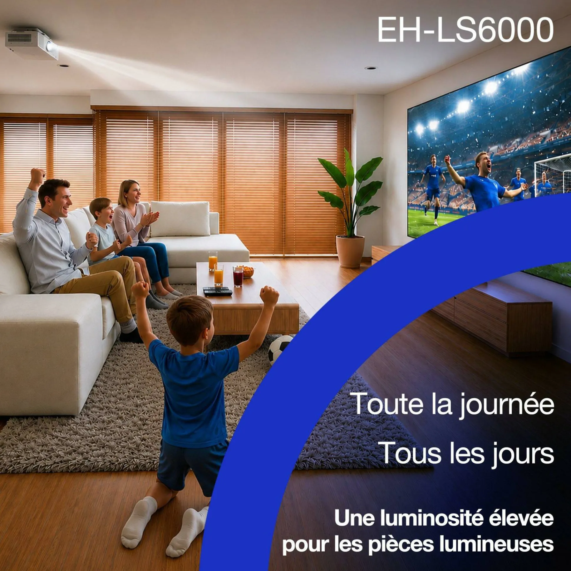 Epson EH-LS6000, vidéoprojecteur laser 4K Home Cinéma abordable, traitement d’image IA, compatible Matter, 3 400 lumens, image jusqu’à 500 pouces, garantie 5 ans