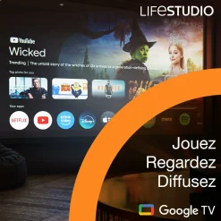 Epson Lifestudio Grand EH-LS670W, Projecteur laser intelligent à ultracourte focale, 4K PRO-UHD, 3 600 lumens, Sound by Bose, Google TV, écran de 120 pouces, garantie de 5 ans