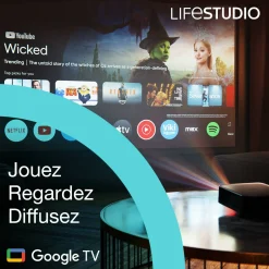 Epson Lifestudio Pop EF-61G, Projecteur Smart TV HD intégrale 1080p, portable, 700 lumens, Sound by Bose, Google TV, écran de 150 pouces