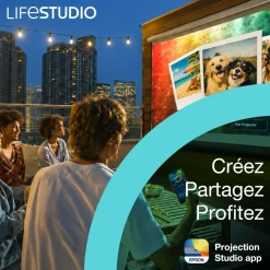 Epson Lifestudio Pop EF-61R, Projecteur Smart TV HD intégrale 1080p, portable, 700 lumens, Sound by Bose, Google TV, écran de 150 pouces
