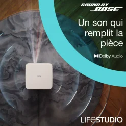 Epson Lifestudio Pop EF-61R, Projecteur Smart TV HD intégrale 1080p, portable, 700 lumens, Sound by Bose, Google TV, écran de 150 pouces