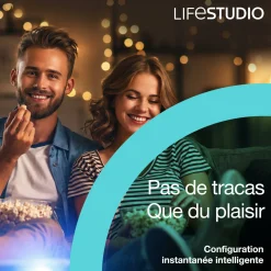 Epson Lifestudio Pop EF-61W, Projecteur Smart TV HD intégrale 1080p, portable, 700 lumens, Sound by Bose, Google TV, écran de 150 pouces