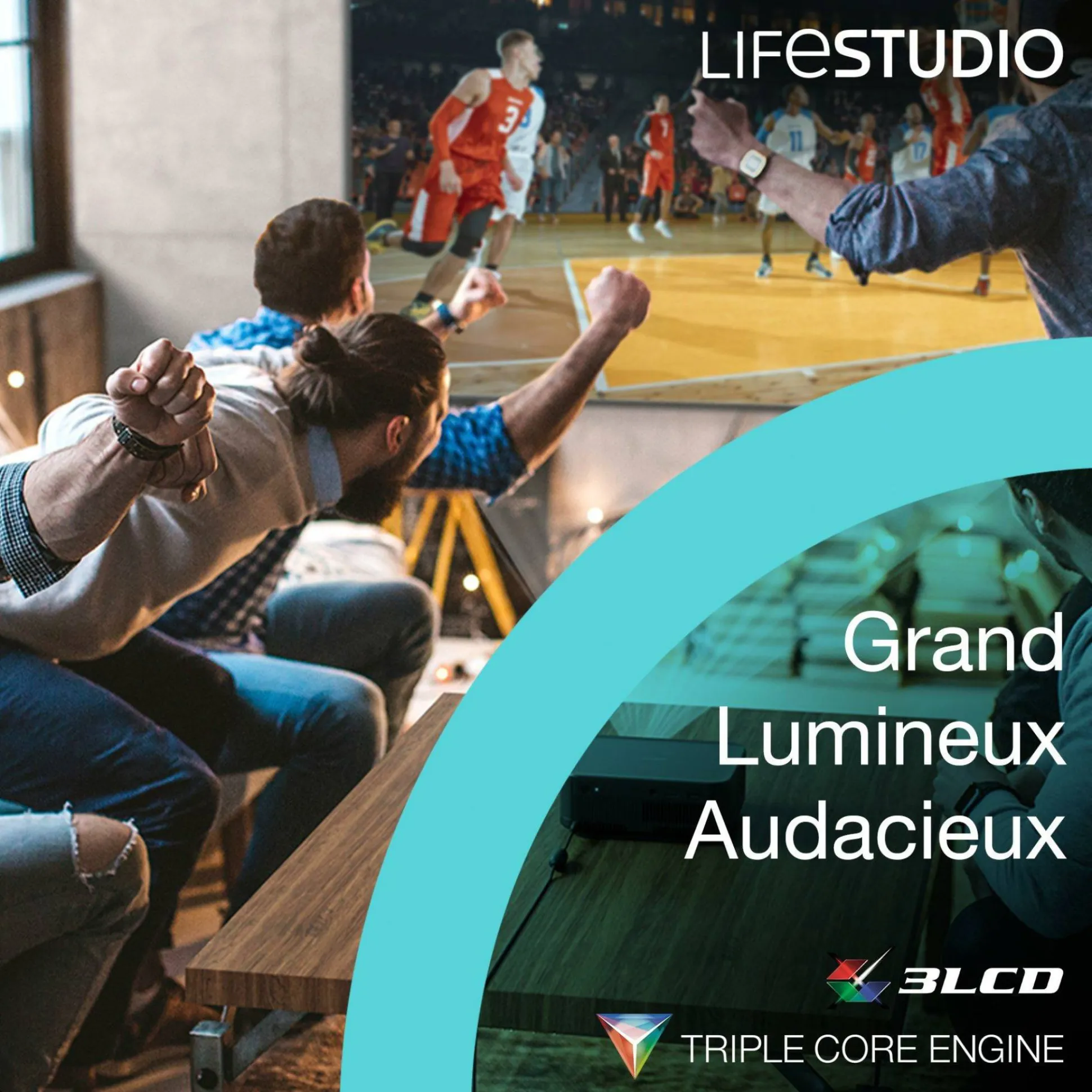 Epson Lifestudio Pop Plus EF-62B, Projecteur Smart TV 4K PRO-UHD, portable, 700 lumens, Sound by Bose, Google TV, écran de 150 pouces
