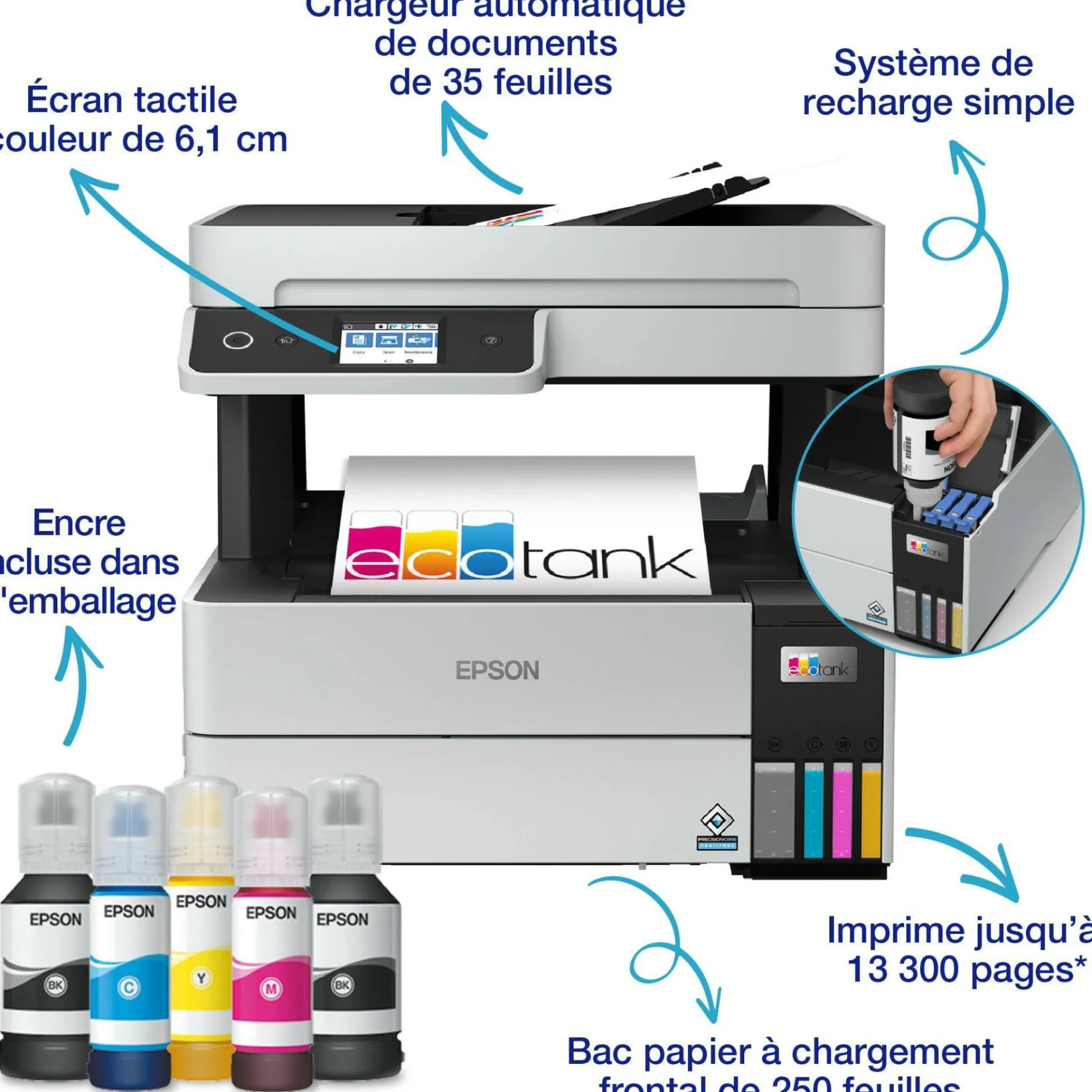 Imprimante multifonction A4 EcoTank ET-5150 avec réservoir d’encre et Wi-Fi