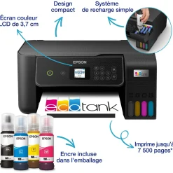 Imprimante multifonction A4 Wi-Fi EcoTank ET-2871 équipée de réservoirs d’encre, avec jusqu’à 3 ans d’encre inclus