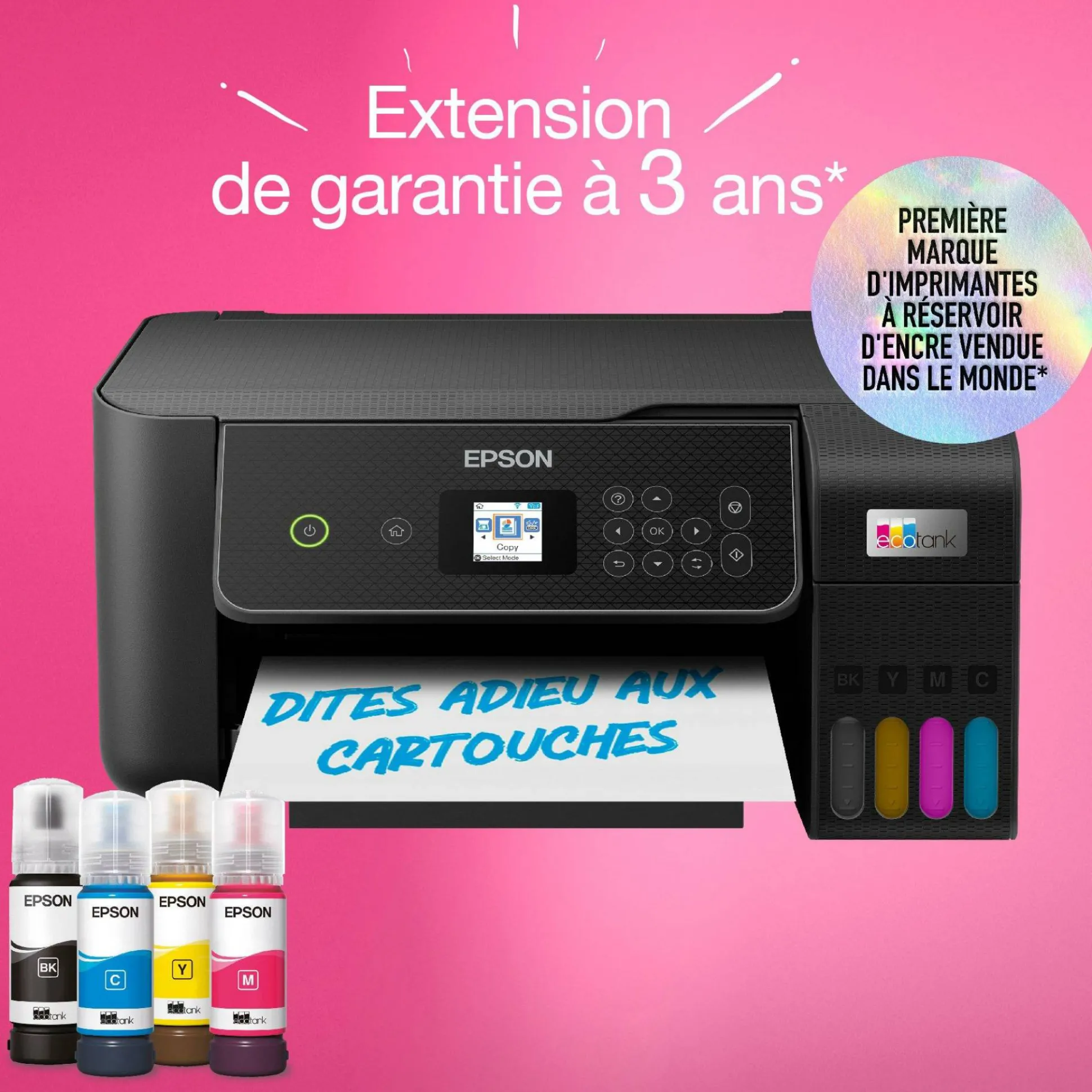 Imprimante multifonction A4 Wi-Fi EcoTank ET-2871 équipée de réservoirs d’encre, avec jusqu’à 3 ans d’encre inclus