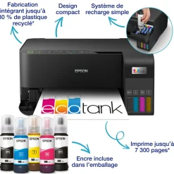Imprimante multifonction A4 Wi-Fi EcoTank ET-2830 équipée de réservoirs d’encre, avec jusqu’à 3 ans d’encre inclus