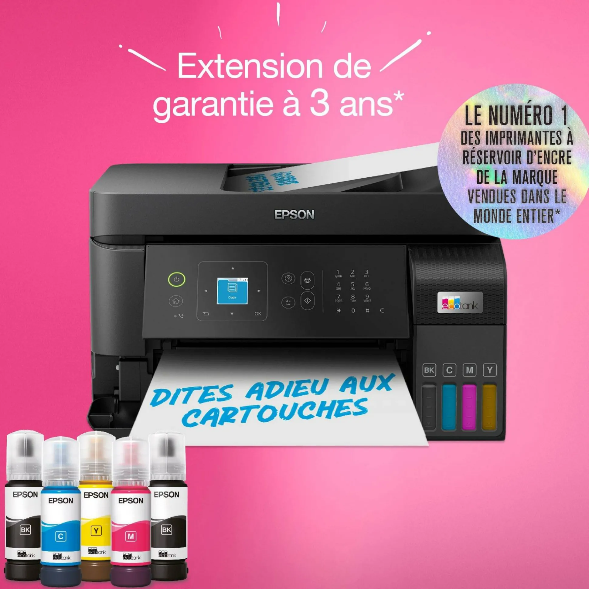 Imprimante multifonction A4 Wi-Fi EcoTank L5590 équipée de réservoirs d’encre, avec jusqu’à 3 ans d’encre inclus