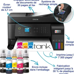 Imprimante multifonction A4 Wi-Fi EcoTank ET-4810 équipée de réservoirs d’encre, avec jusqu’à 3 ans d’encre inclus