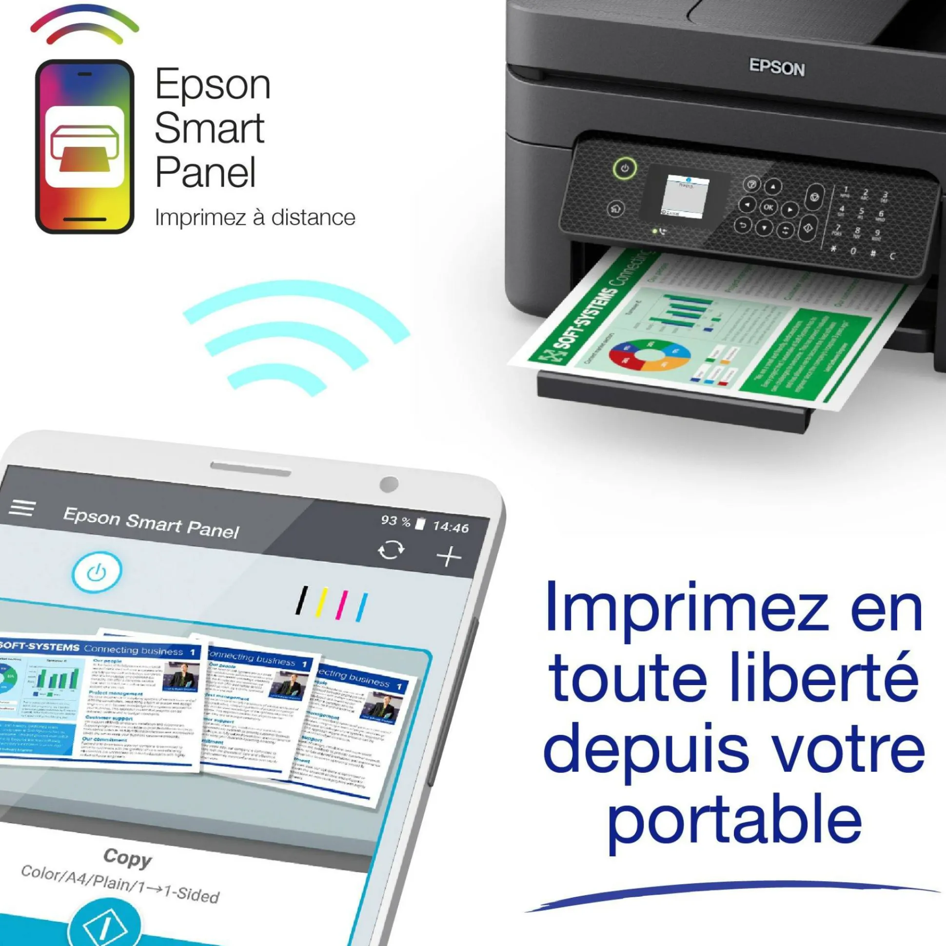 Imprimante multifonction Jet d’Encre A4 WorkForce WF-2935DWF et 6 mois d’encre offerts* avec l’abonnement ReadyPrint