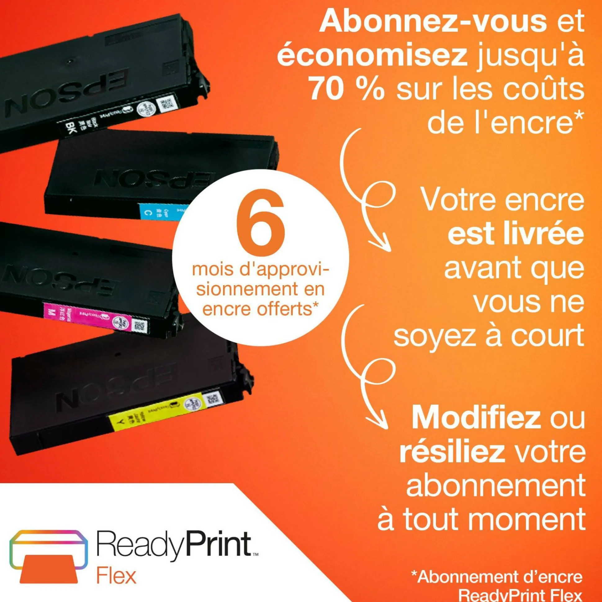 Imprimante multifonction Jet d’Encre A3 WorkForce WF-7830DTWF et 3 mois d’approvisionnement en encre offerts avec l’abonnement ReadyPrint*