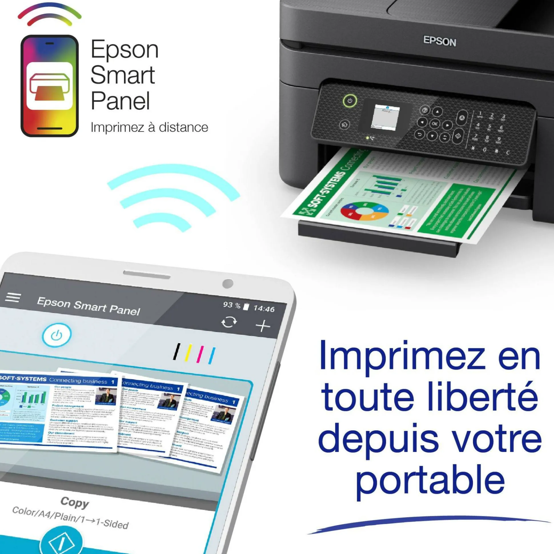 Imprimante multifonction Jet d’Encre A4 WorkForce WF-2930DWF et 6 mois d’encre offerts* avec l’abonnement ReadyPrint