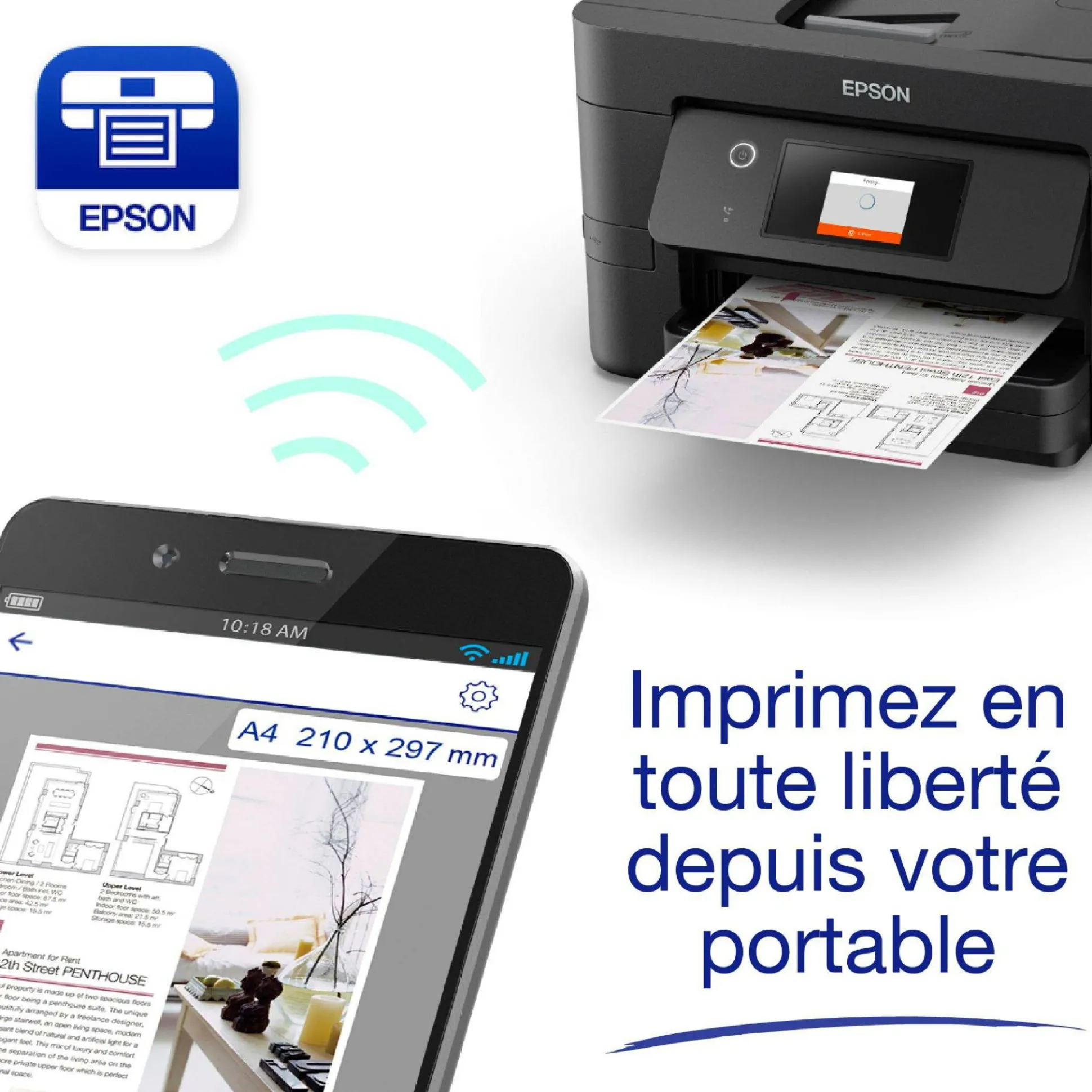 Imprimante multifonction Jet d’Encre A4 WorkForce Pro WF-3820DWF et 6 mois d’encre offerts* avec l’abonnement ReadyPrint