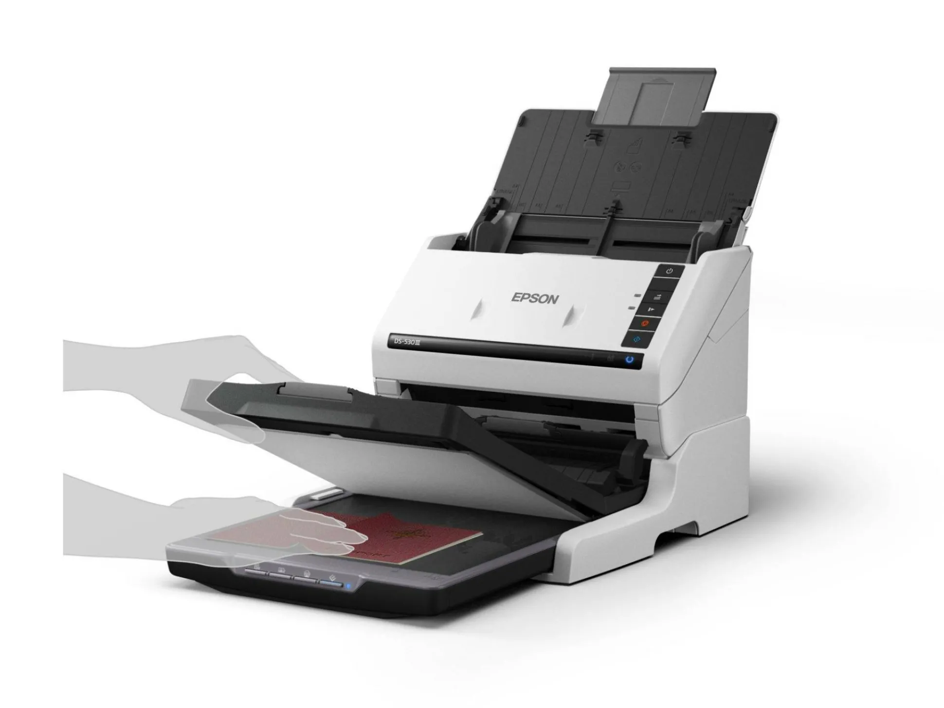 Le scanner recto verso automatique WorkForce DS-530III permet de numériser rapidement les documents professionnels