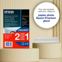 Papier photo brillant Epson Premium (100 x 150 mm), 255 g/m2, 80 feuilles