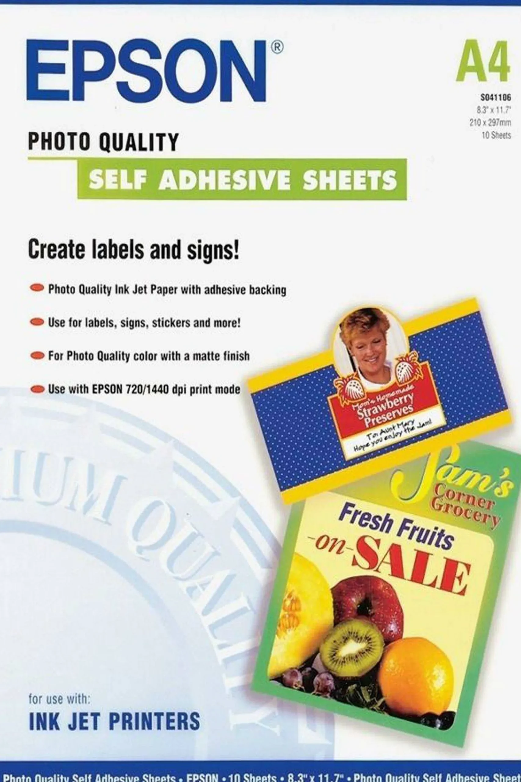 Photo Quality Ink Jet Paper self-adhesive, DIN A4, 167g/m2, 10 Sheets