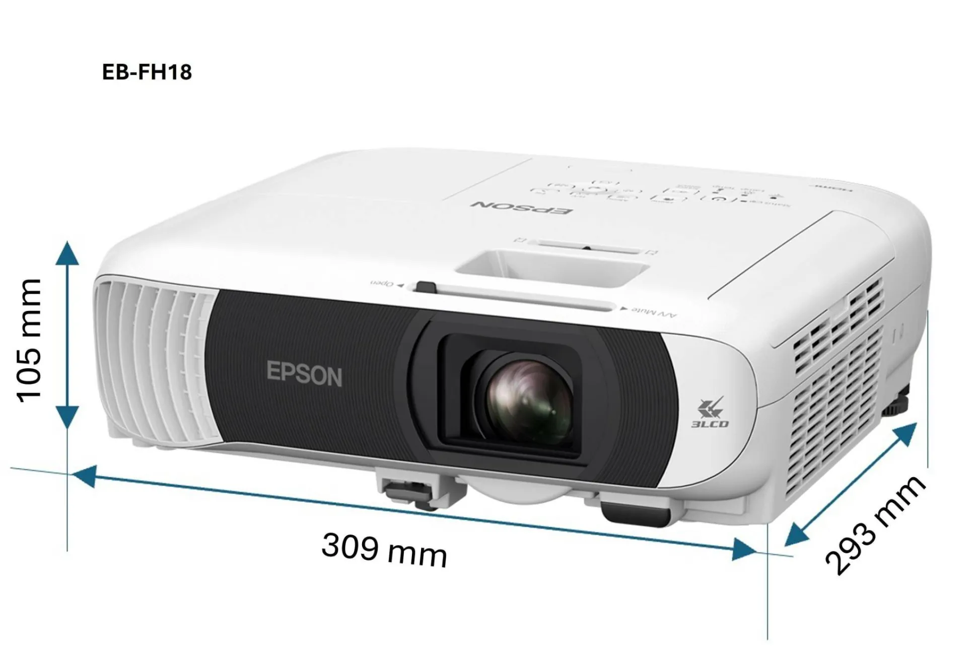 Projecteur à lampe Full HD EB-FH18, Apple AirPlay 2, Wi-Fi, 2 ports HDMI, 4 100 lumens, grande taille d’image jusqu’à 304 pouces (7,72 m)