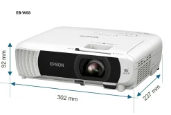 Projecteur à lampe WXGA EB-W55, Wi-Fi intégré, 2 ports HDMI, 4 000 lumens, grande taille d’image jusqu’à 320 pouces (8,13 m)