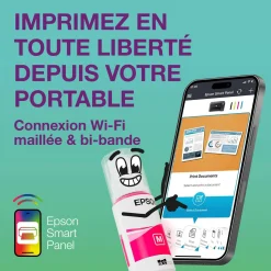 Solution d’impression A4 blanche EcoTank ET-3956 équipée d’une connexion Wi-Fi et de réservoirs d’encre, avec jusqu’à 3 ans d’encre inclus