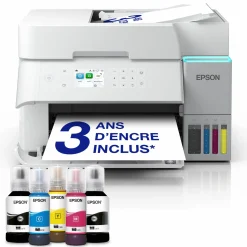 Solution d’impression A4 blanche EcoTank ET-3956 équipée d’une connexion Wi-Fi et de réservoirs d’encre, avec jusqu’à 3 ans d’encre inclus