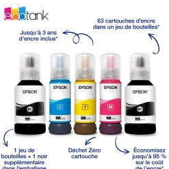Solution d’impression A4 blanche EcoTank ET-3956 équipée d’une connexion Wi-Fi et de réservoirs d’encre, avec jusqu’à 3 ans d’encre inclus