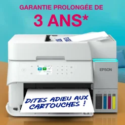 Solution d’impression A4 blanche EcoTank ET-3956 équipée d’une connexion Wi-Fi et de réservoirs d’encre, avec jusqu’à 3 ans d’encre inclus