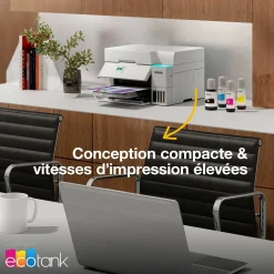 Solution d’impression A4 blanche EcoTank ET-3956 équipée d’une connexion Wi-Fi et de réservoirs d’encre, avec jusqu’à 3 ans d’encre inclus