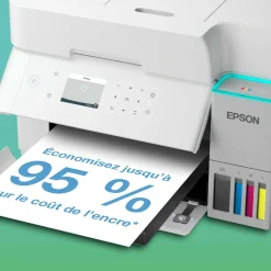 Solution d’impression A4 blanche EcoTank ET-3956 équipée d’une connexion Wi-Fi et de réservoirs d’encre, avec jusqu’à 3 ans d’encre inclus