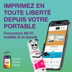 Solution d’impression A4 blanche EcoTank ET-4956 équipée d’une connexion Wi-Fi et de réservoirs d’encre, avec jusqu’à 3 ans d’encre inclus