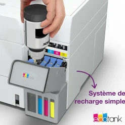 Solution d’impression A4 blanche EcoTank ET-4956 équipée d’une connexion Wi-Fi et de réservoirs d’encre, avec jusqu’à 3 ans d’encre inclus