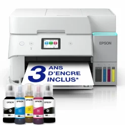 Solution d’impression A4 blanche EcoTank ET-4956 équipée d’une connexion Wi-Fi et de réservoirs d’encre, avec jusqu’à 3 ans d’encre inclus