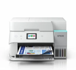 Solution d’impression A4 blanche EcoTank ET-4956 équipée d’une connexion Wi-Fi et de réservoirs d’encre, avec jusqu’à 3 ans d’encre inclus