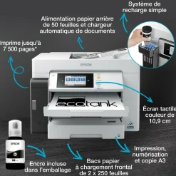 Solution d’impression A3+ EcoTank Pro ET-M16685 avec Wi-Fi, réservoirs d’encre et prise en charge PCL
