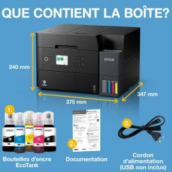 Solution d’impression A4 Wi-Fi EcoTank ET-3950 équipée de réservoirs d’encre, avec jusqu’à 3 ans d’encre inclus