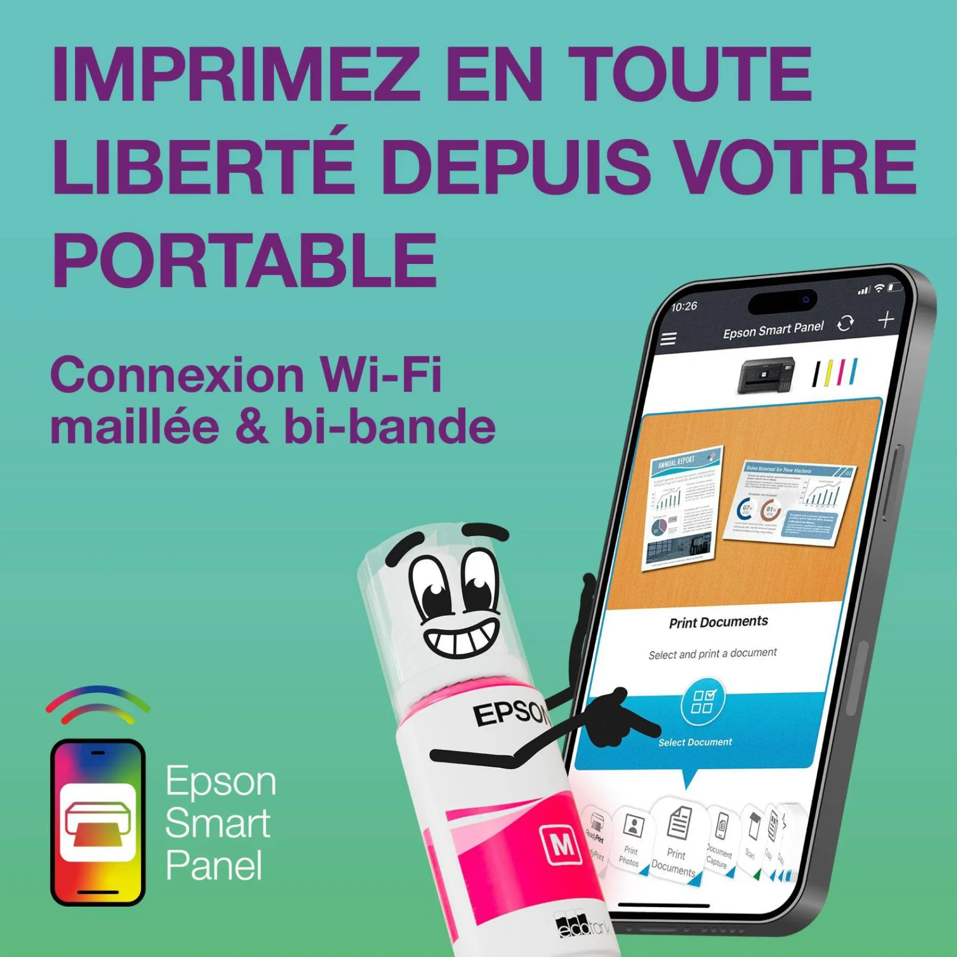 Solution d’impression A4 Wi-Fi EcoTank ET-2950 équipée de réservoirs d’encre, avec jusqu’à 3 ans d’encre inclus