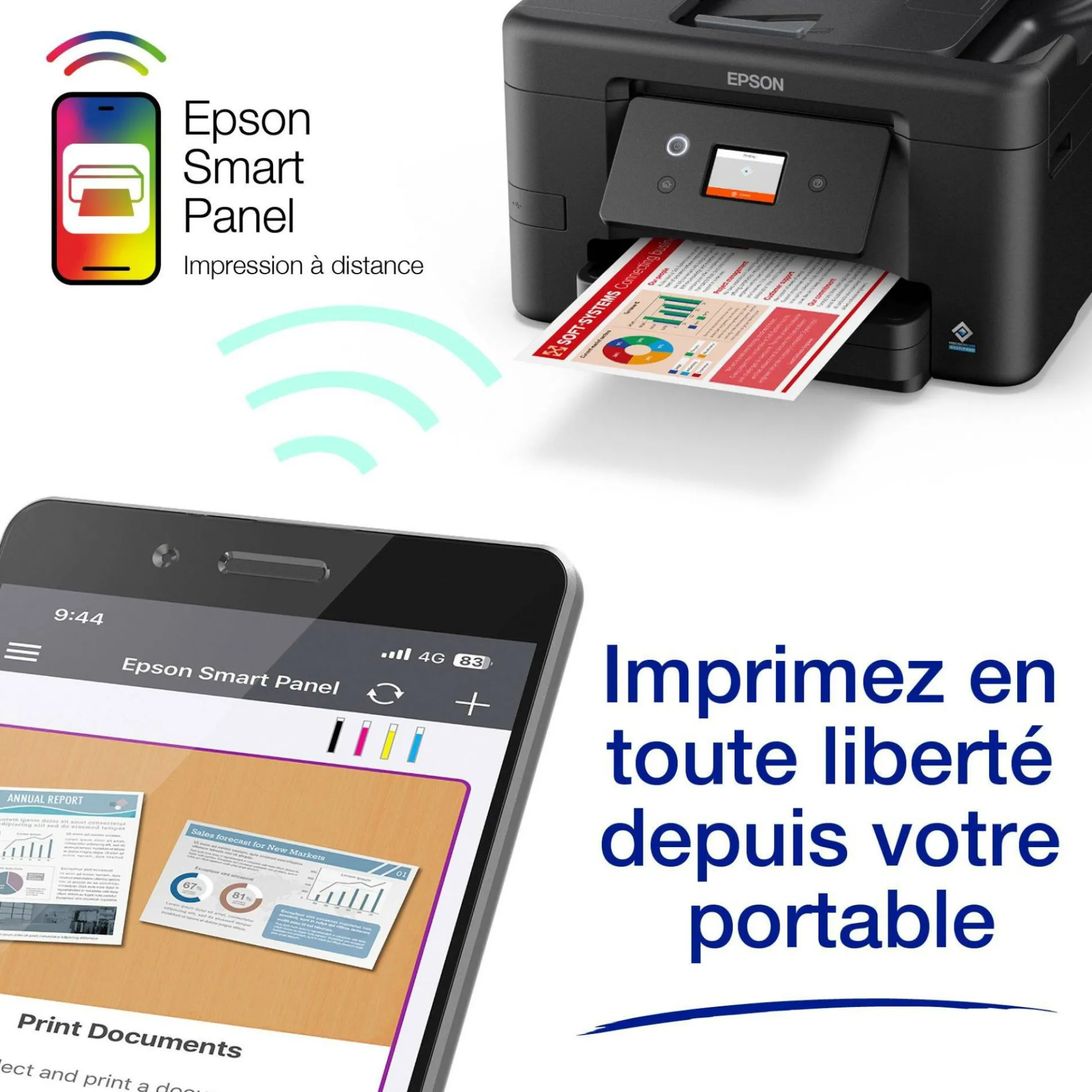 Solution d’impression Jet d’Encre A4 sans fil WorkForce Pro WF-3920 et 6 mois d’approvisionnement en encre offerts avec l’abonnement à ReadyPrint*