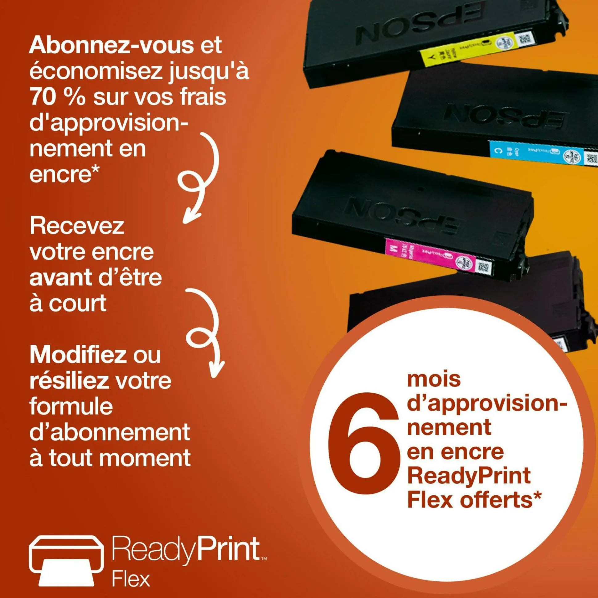 Solution d’impression Jet d’Encre A4 sans fil WorkForce Pro WF-4920 et 6 mois d’approvisionnement en encre offerts avec l’abonnement à ReadyPrint*