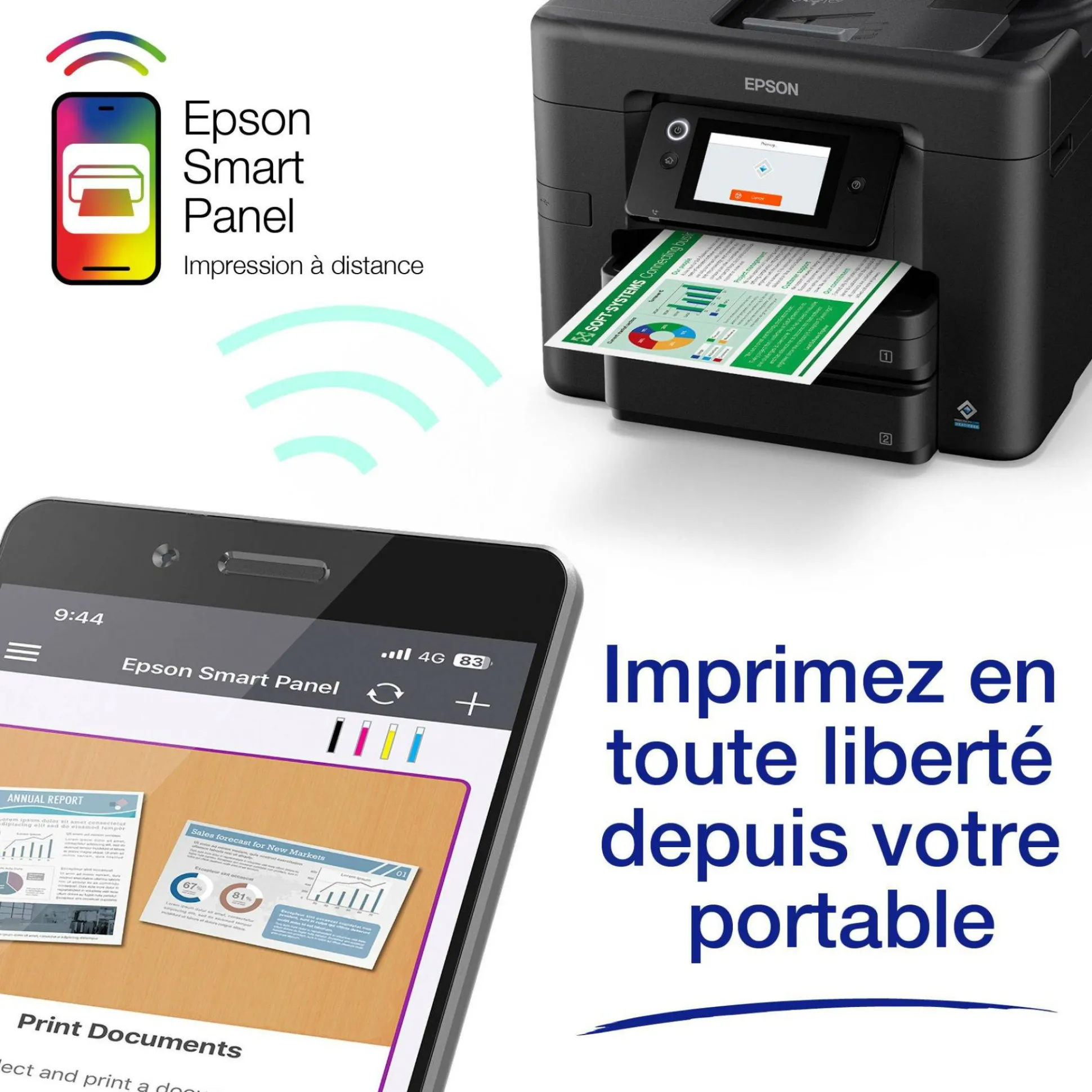 Solution d’impression Jet d’Encre A4 sans fil WorkForce Pro WF-4930 et 6 mois d’approvisionnement en encre offerts avec l’abonnement à ReadyPrint*