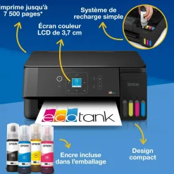 Solution d’impression multifonction A4 Wi-Fi et AirPrint EcoTank ET-2921 équipée de réservoirs d’encre, écran LCD et jusqu’à 3 ans d’encre inclus