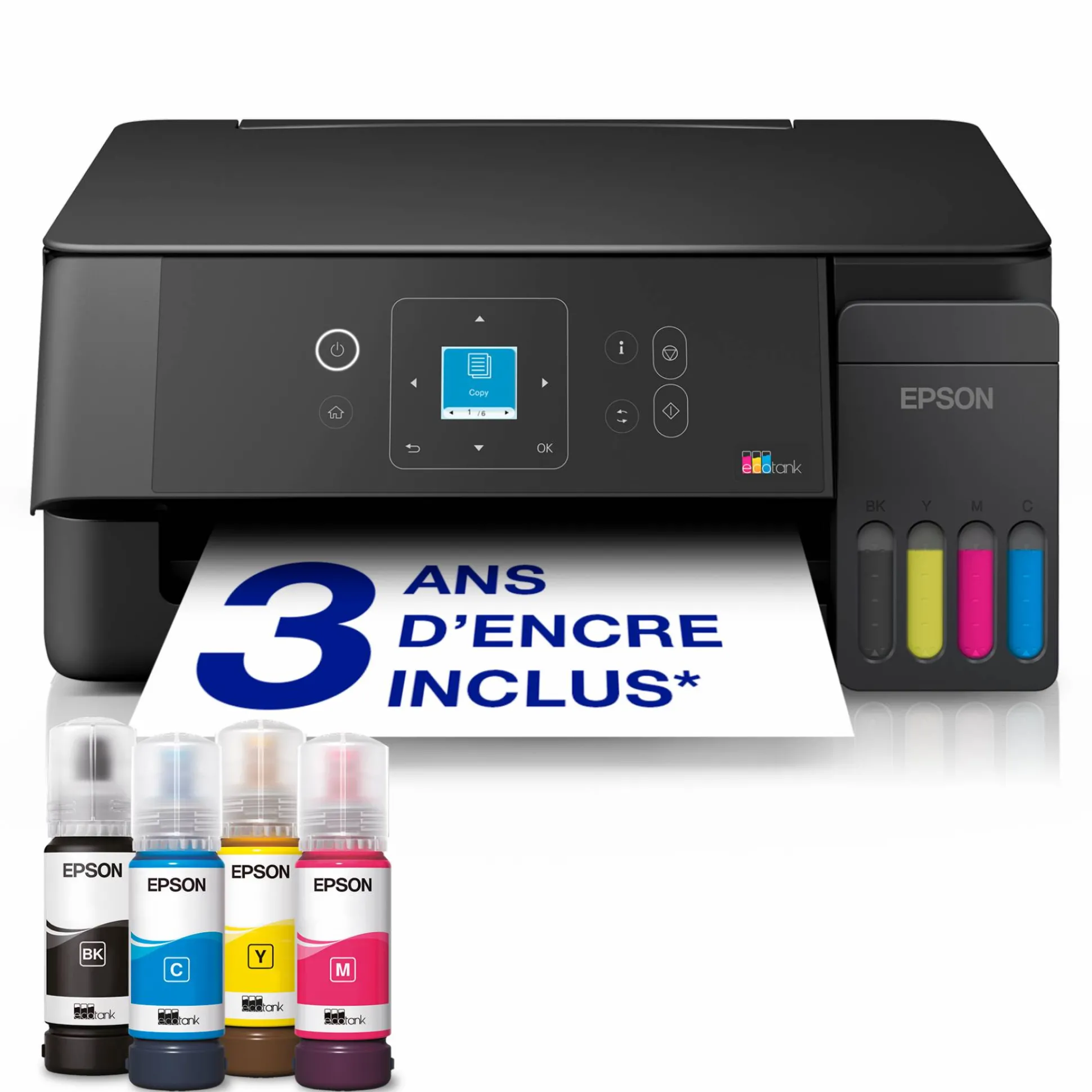 Solution d’impression multifonction A4 Wi-Fi et AirPrint EcoTank ET-2927 équipée de réservoirs d’encre, écran LCD et jusqu’à 3 ans d’encre inclus