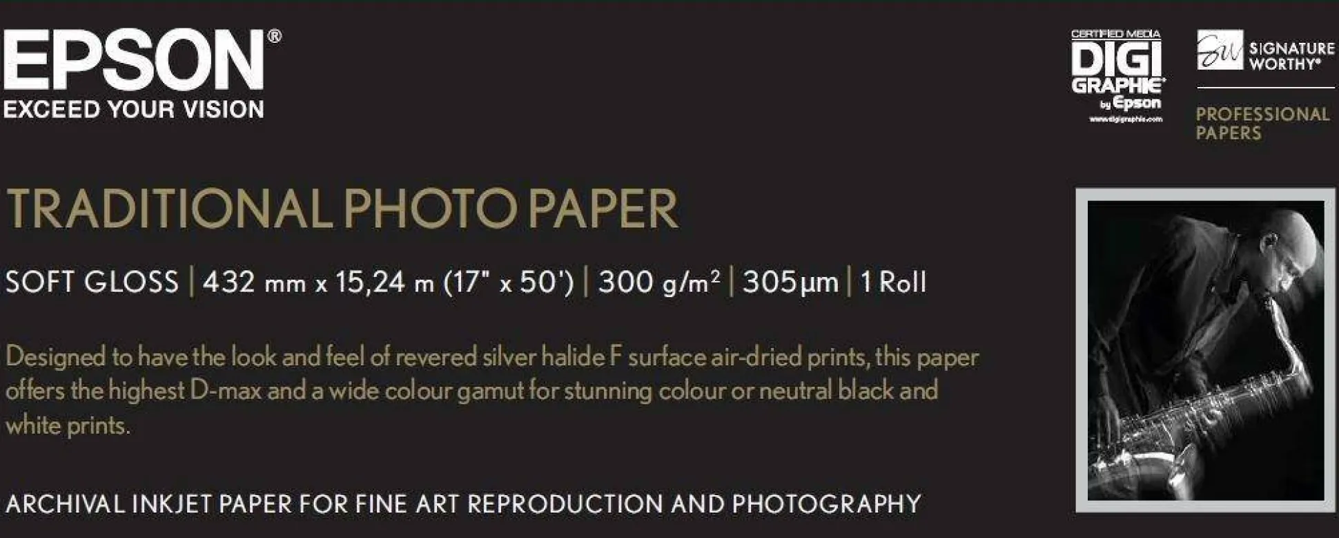Traditional Photo Paper, 17"x 15m