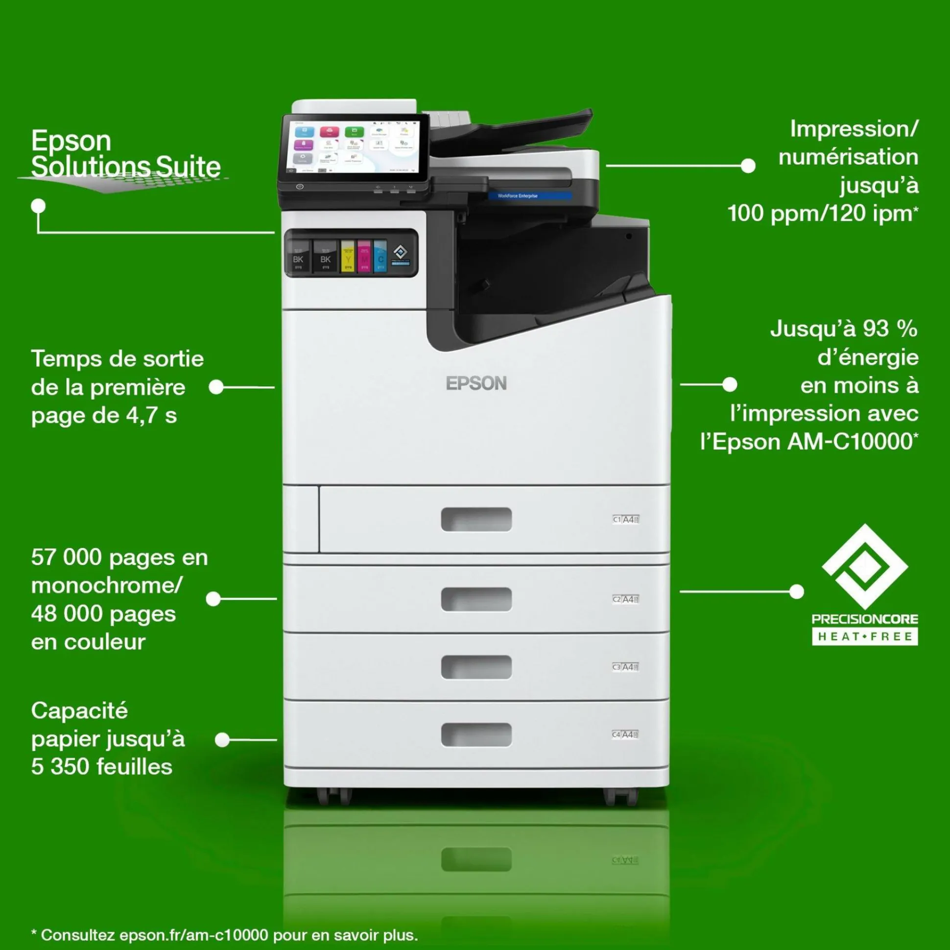 WorkForce Enterprise AM-C10000 A3 couleur, 100 ppm, imprimante multifonction (Impression/Numérisation/Copie/Fax)