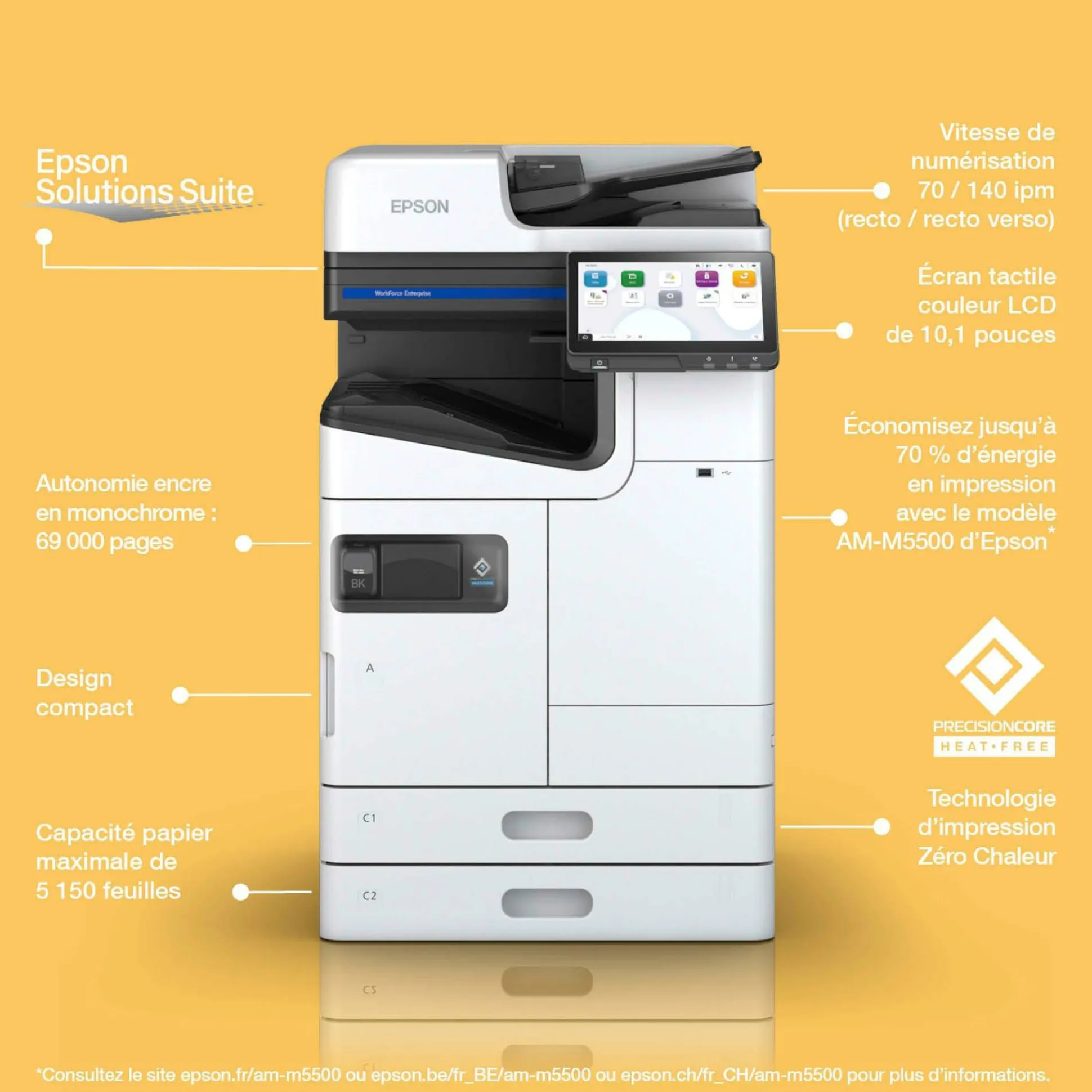 WorkForce Enterprise AM-M5500 A3 monochrome, compacte avec une faible consommation électrique1